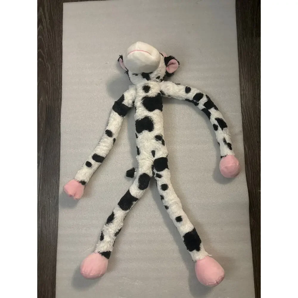 MultiPet Swingin Slevins Black/White Cow Long Arm Dog Toy NEW Stuffed Animal
